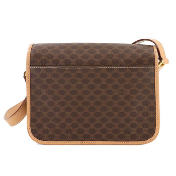 Celine Macadam Shoulder Bag In Brown Leather