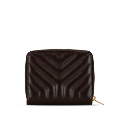 Saint Laurent Quilted Joan Bi-Fold Wallet Compact 668323 Wine Red Leather