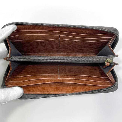 Fendi Round Long Wallet Ec-23576 Khaki Green Zucca Pvc Leather Fendi Ff Dark Pattern