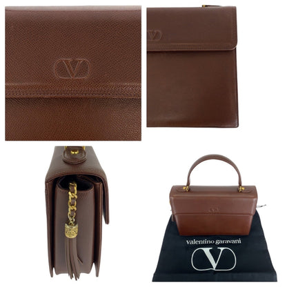Valentino Garavani Vintage Kelly Style Tassel Brown Gold Hardware Leather Handbag