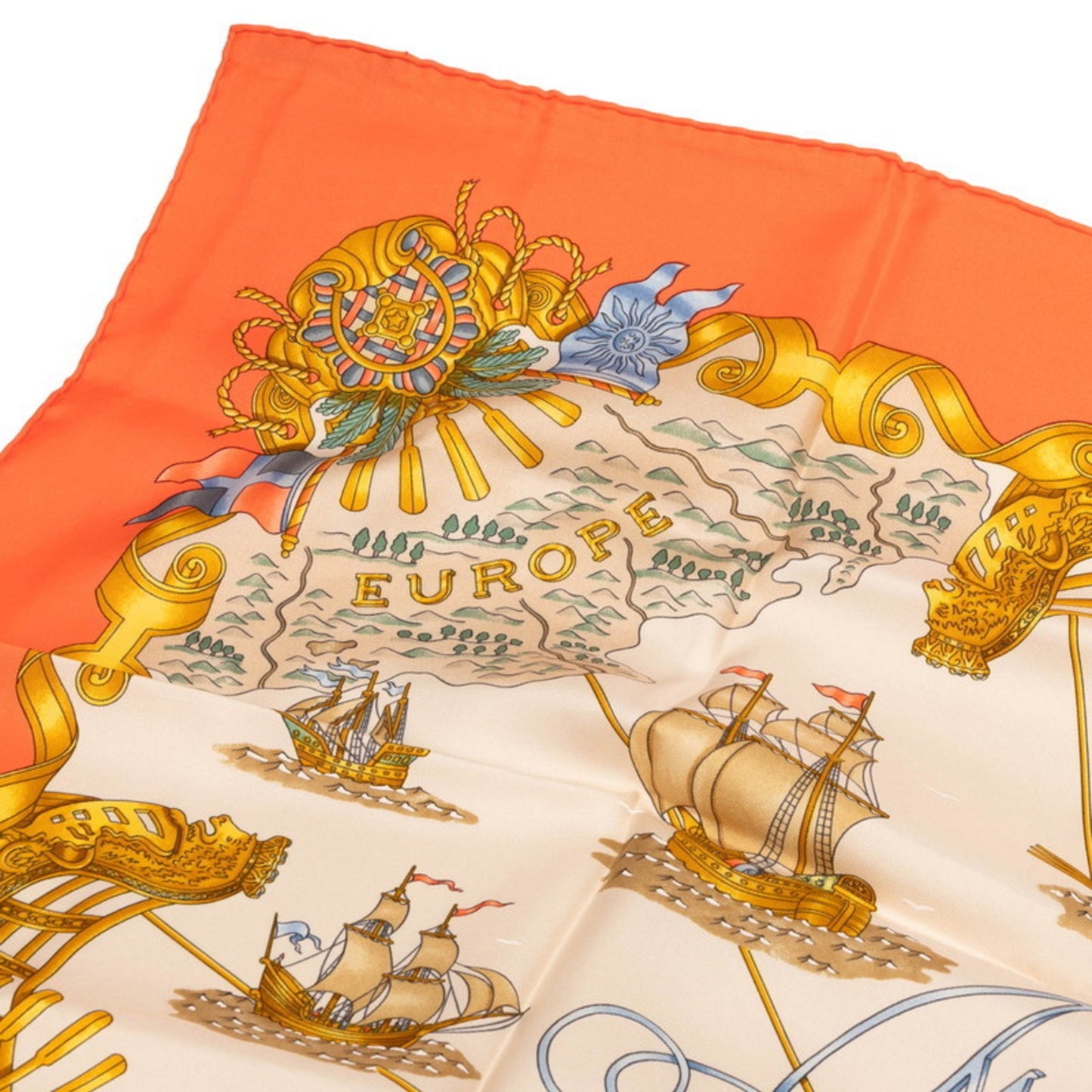 Hermes Herms Carr 90 Voiles De Lumire 1572 Sailboat Of Light Scarf In Orange