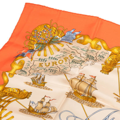 Hermes Herms Carr 90 Voiles De Lumire 1572 Sailboat Of Light Scarf In Orange