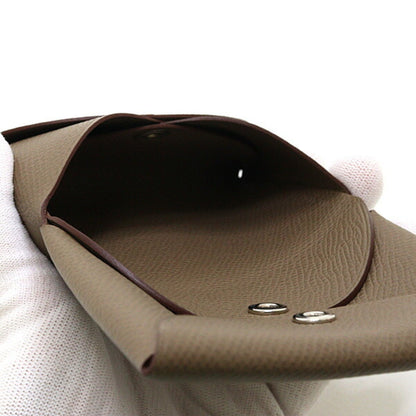 Hermes Herms Calvi Duo Epsom Leather Etoupe W Stamp Card Case/Coin Case