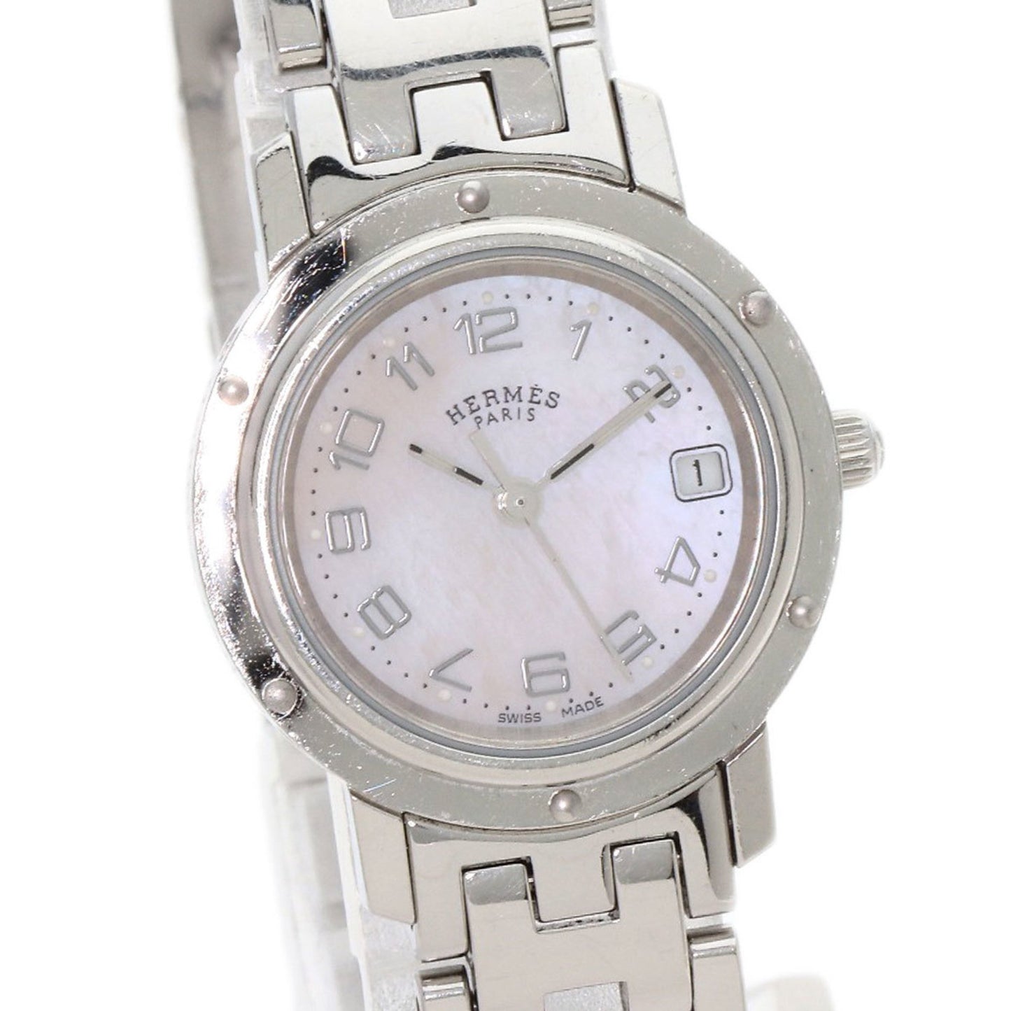 Herms Cl4.210 Clipper Nakre New Buckle Watch Stainless Steel/Ss