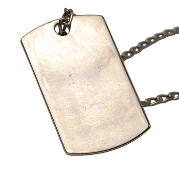 Chanel Pendant Dog Tag Coco Mark Necklace In Silver