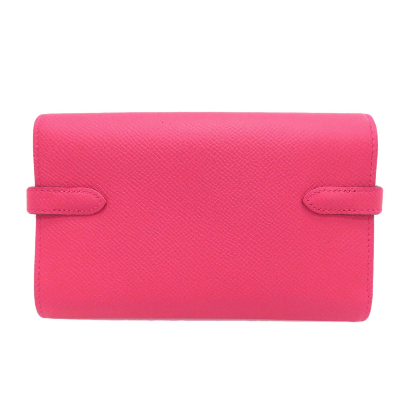 Hermes Herms Kelly Wallet Compact Rose Extreme Silver Hardware Bifold Epson