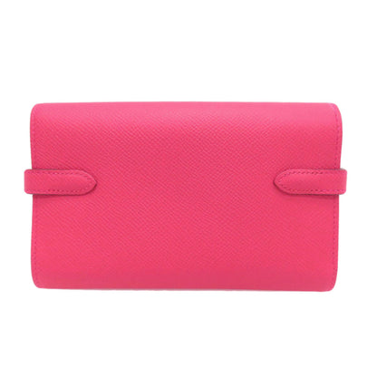 Hermes Herms Kelly Wallet Compact Rose Extreme Silver Hardware Bifold Epson