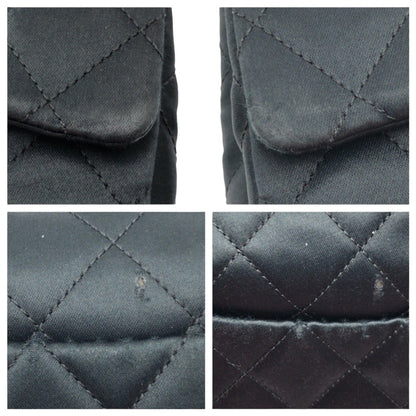 Vintage Chanel Mini Matelasse Coco Mark Turnlock Black Satin Crossbody Shoulder Bag