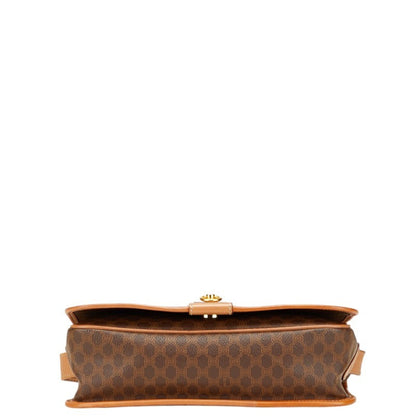Celine Macadam Crossbody Shoulder Bag In Brown Leather