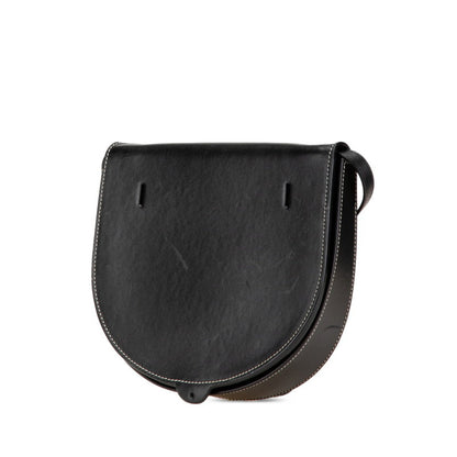Loewe Anagram Heel Pouch Shoulder Bag Black Leather