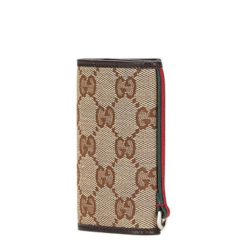 Gucci Gg Canvas Sherry Line 6-Ring Key Case 131928 Beige Multicolor Leather