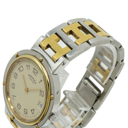 Hermes Clipper Ivory Dial Stainless Steel Gp Two-Tone