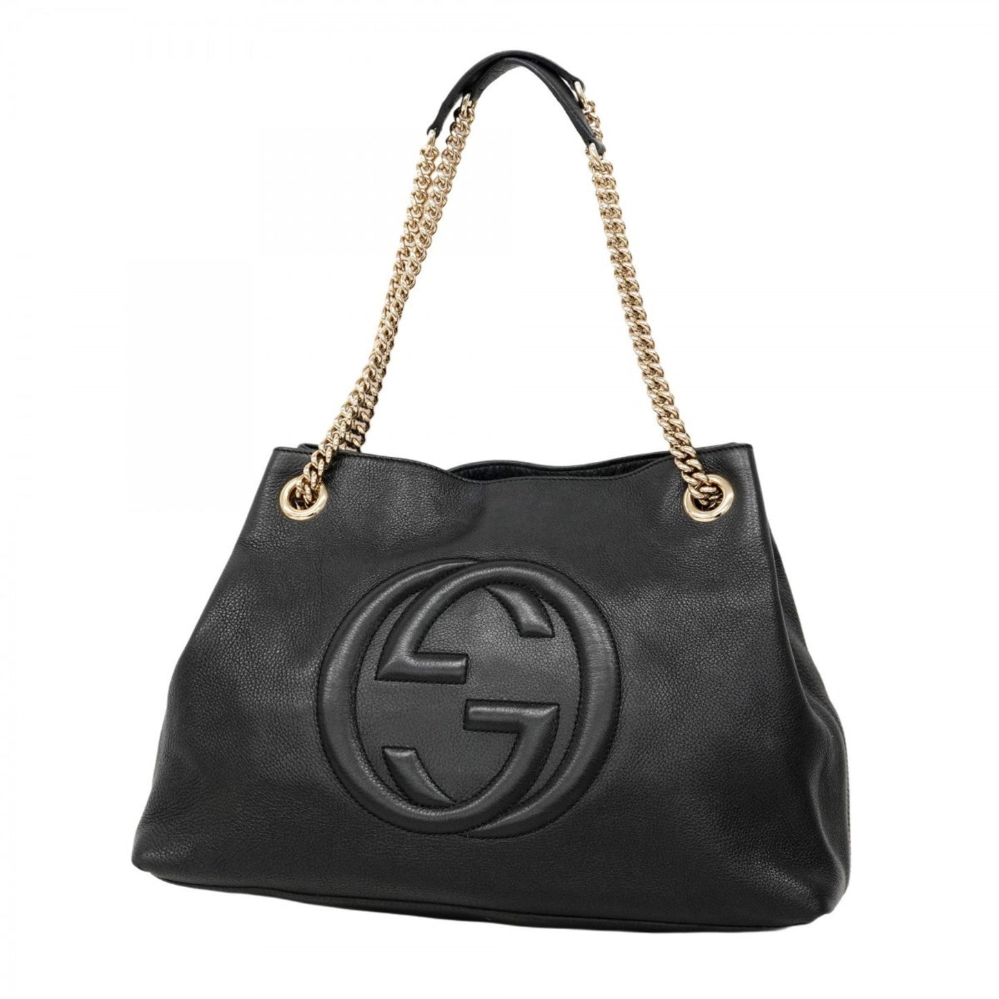 Gucci Soho Shoulder Bag 308982 Leather Black Champagne