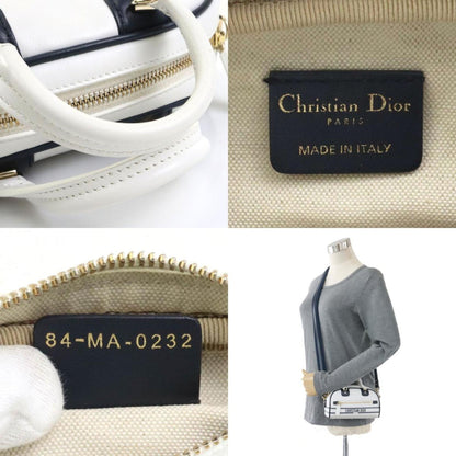 Christian Dior Shoulder Bag Vibe Small Leather White X Navy