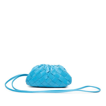 Bottega Veneta Intrecciato The Pouch Shoulder Bag In Blue Leather