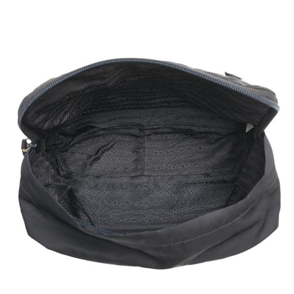 Prada Triangle Logo Plate Pouch Black Nylon