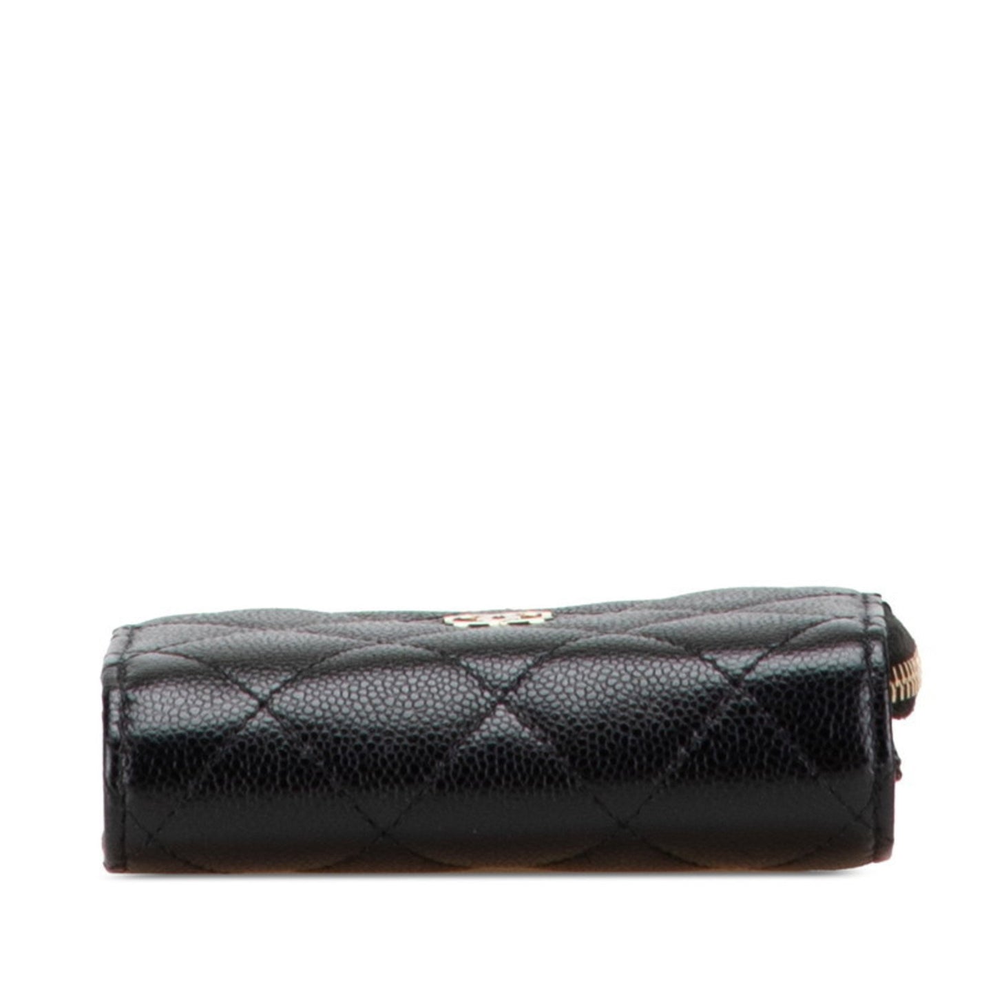 Chanel Matelasse Coco Mark Tri-Fold Wallet In Black Caviar Skin