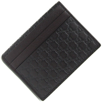 Gucci Card Case Micro Guccissima 352365 Dark Brown Leather Pass Business Holder Commuter