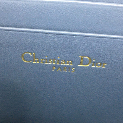 Christian Dior Dior Striped Wallet Round Zipper Coin Case Leather
