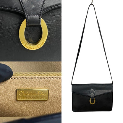 Christian Dior 66229 Black Leather Shoulder Bag