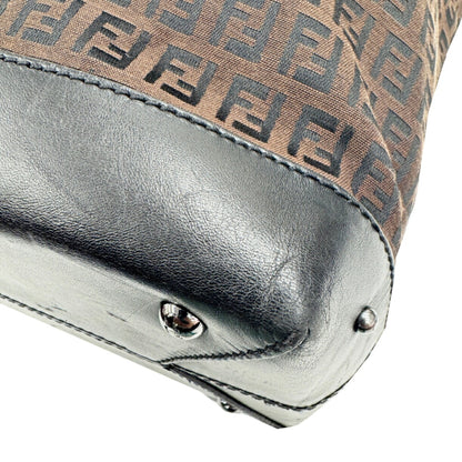 Fendi Zucchino Handbag Tote Bag Canvas Leather