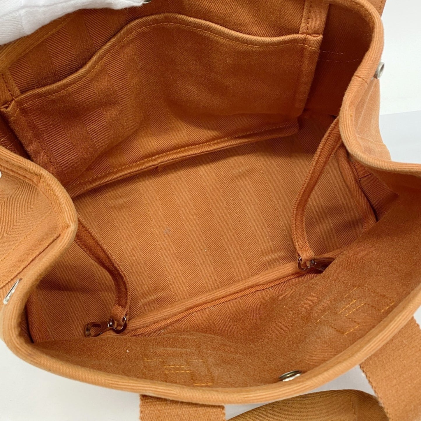 Hermes Herms Valparaiso Pm Tote Bag In Toile Chevron Orange