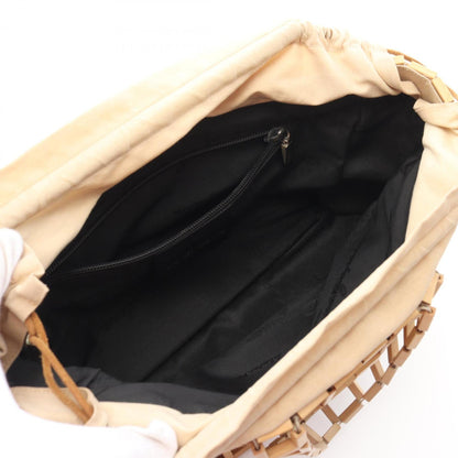 Salvatore Ferragamo Wood Mesh Drawstring Handbag Canvas