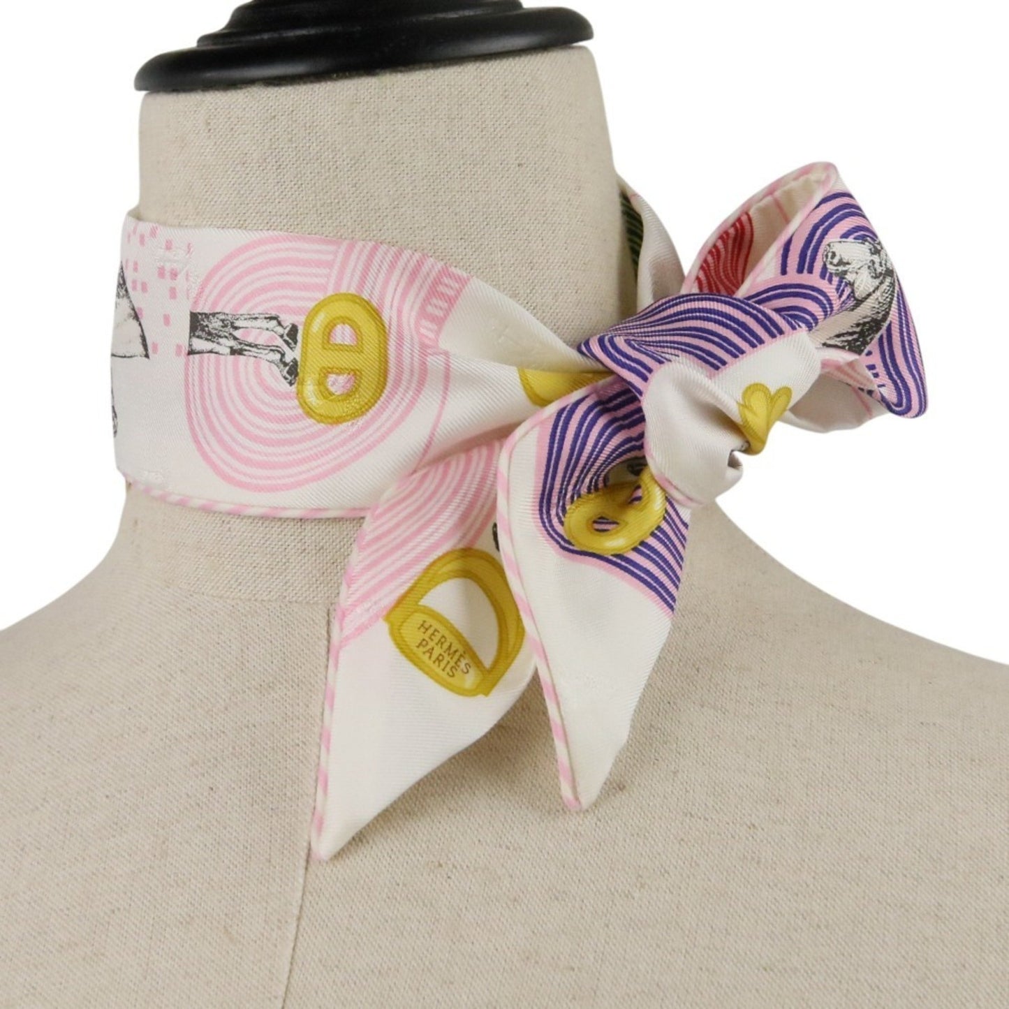 Hermes Twilly Garde Robe Pop Silk Scarf/Muffler In White