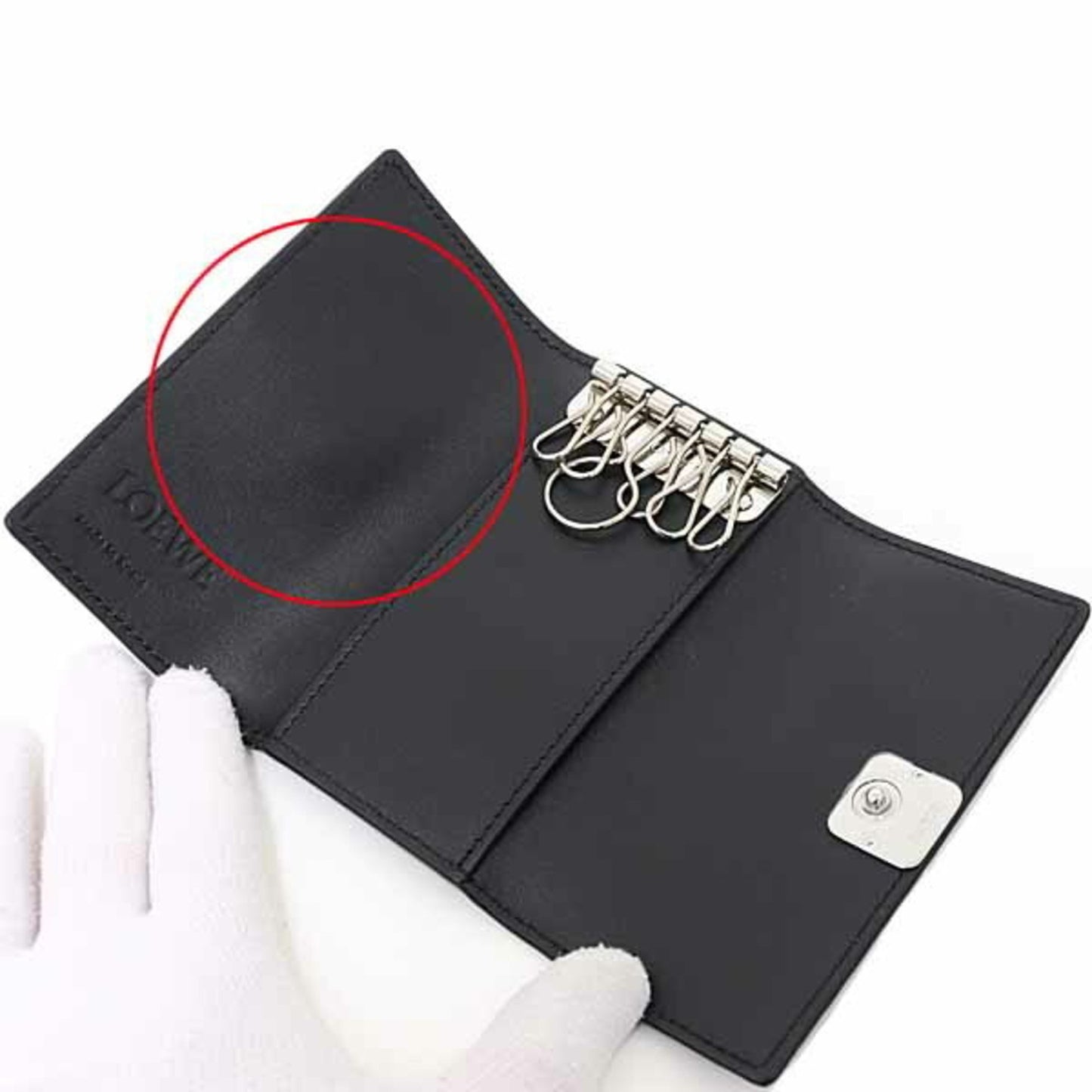 Loewe Anagram Key Case In Pebble Grain Calfskin