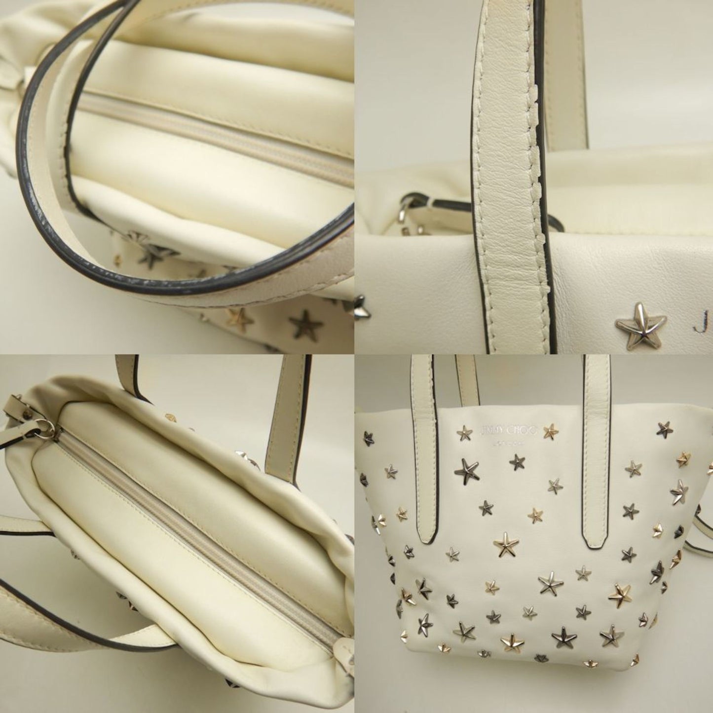 Jimmy Choo Mini Sarah Star Stud Handbag In White Leather