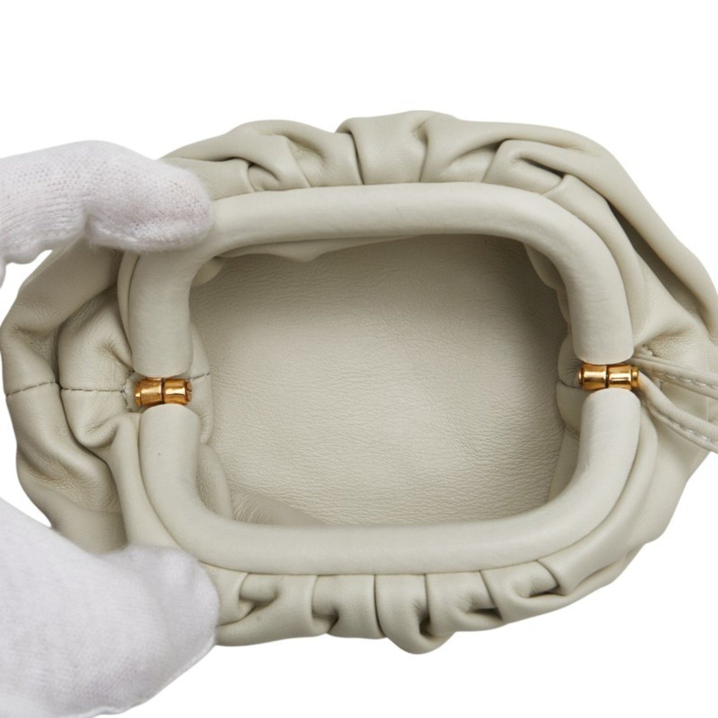 Bottega Veneta Mini The Pouch Shoulder Bag In Ivory Leather