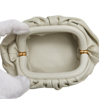 Bottega Veneta Mini The Pouch Shoulder Bag In Ivory Leather