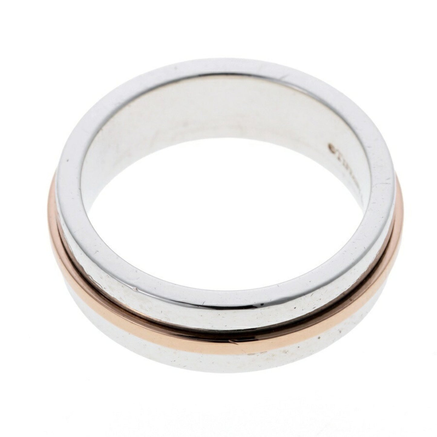 Tiffany Tiffany&Co. T Two Narrow Ring 925 K18Pg Silver Pink Gold # 11 S-158259