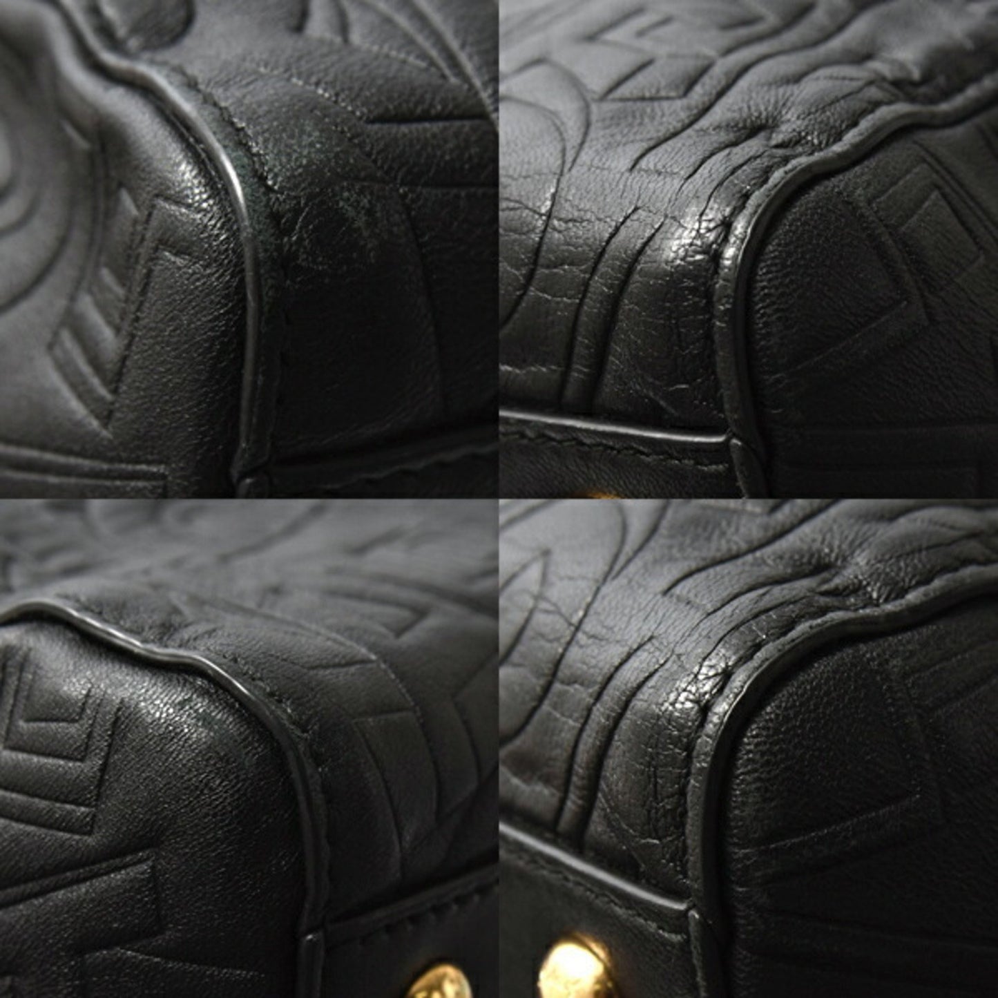 Salvatore Ferragamo Bonnie Shoulder Bag In Black Embossed Calfskin Leather (Re-21F963)