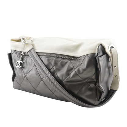 Chanel Paris Biarritz Shoulder Bag Matelasse A34206 Coated Canvas Silver