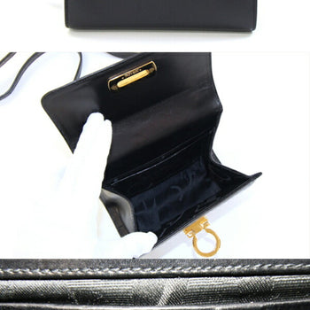 Salvatore Ferragamo Gancini Shoulder Bag 2147 97 Black Leather Pochette