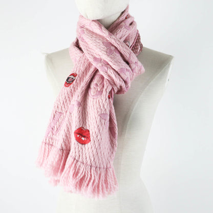 Louis Vuitton M76178 Echarpe Logomania Ala Folie Wool And Silk Rose Ballerine Lucky Monogram Scarf