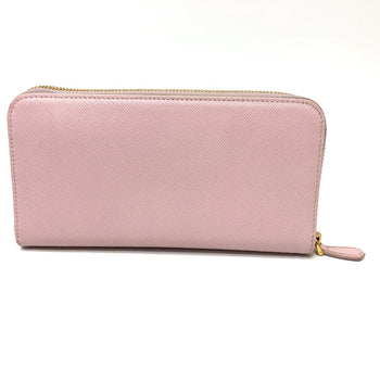 Prada 1Ml506 Logo Zip Around Long Wallet Pink Goldhardware