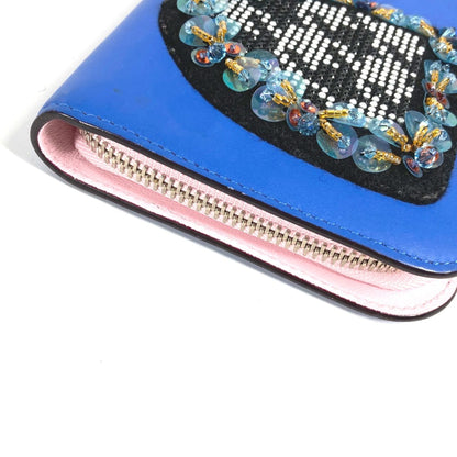 Christian Dior Long Wallet Zip Around Long Wallet Blue Black