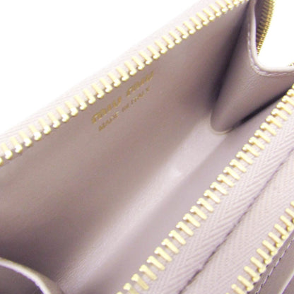 Miu Miu Double Zipper 5Mc078 Leather Card Case Pink Beige