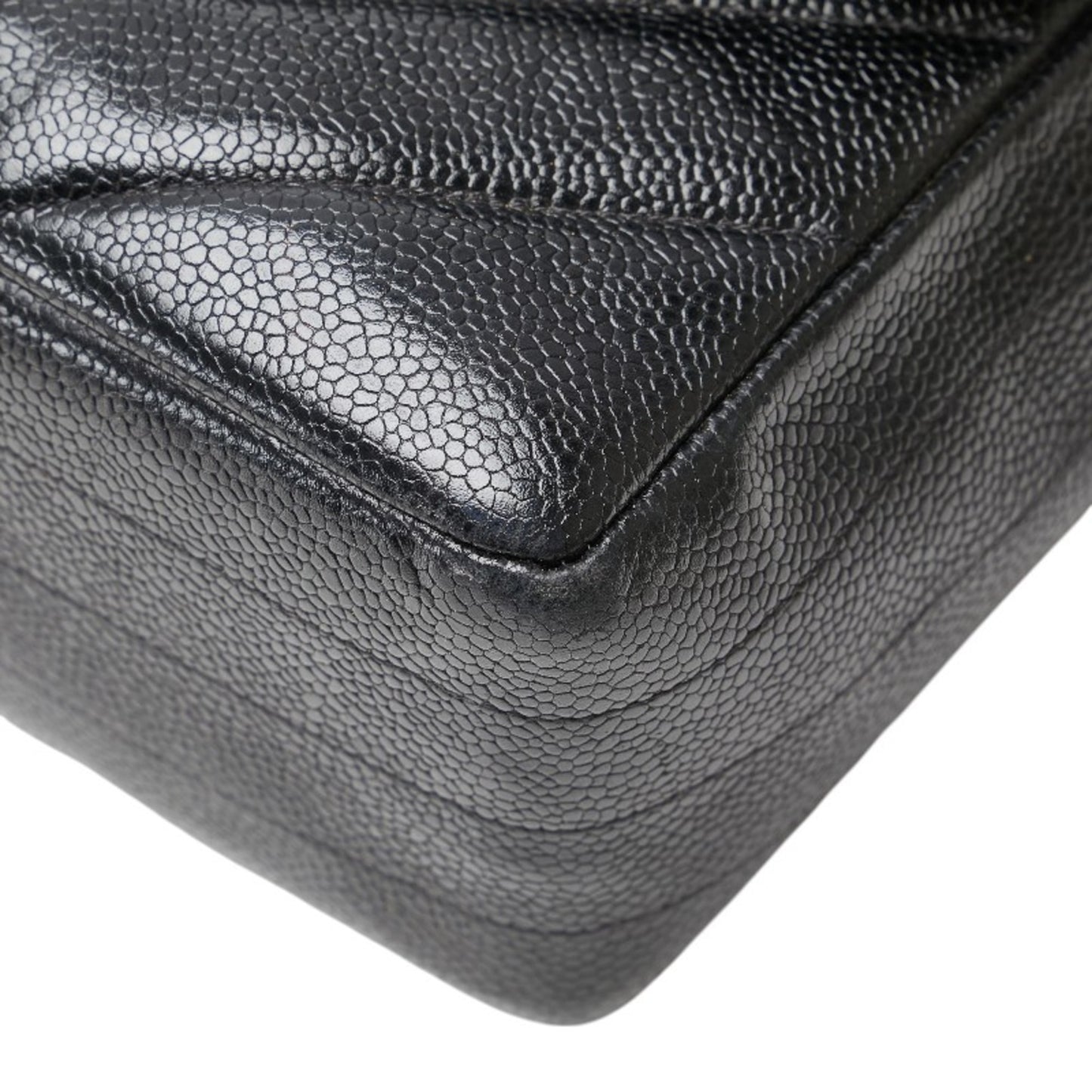 Chanel Coco Mark Bias Stitch Chain Shoulder Bag In Black Caviar Leather