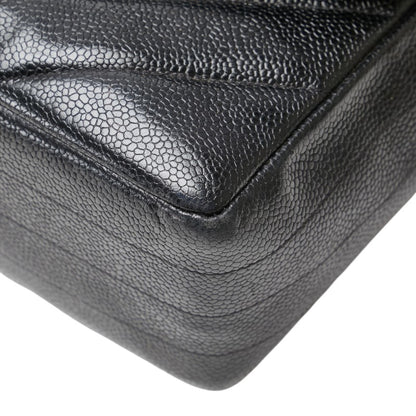 Chanel Coco Mark Bias Stitch Chain Shoulder Bag In Black Caviar Leather