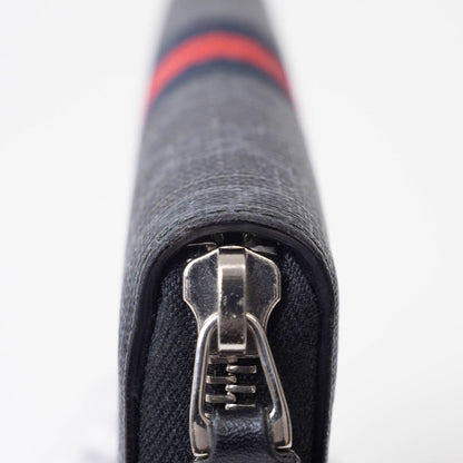 Gucci Gg Supreme Round New Web Long Wallet 4108831 Black