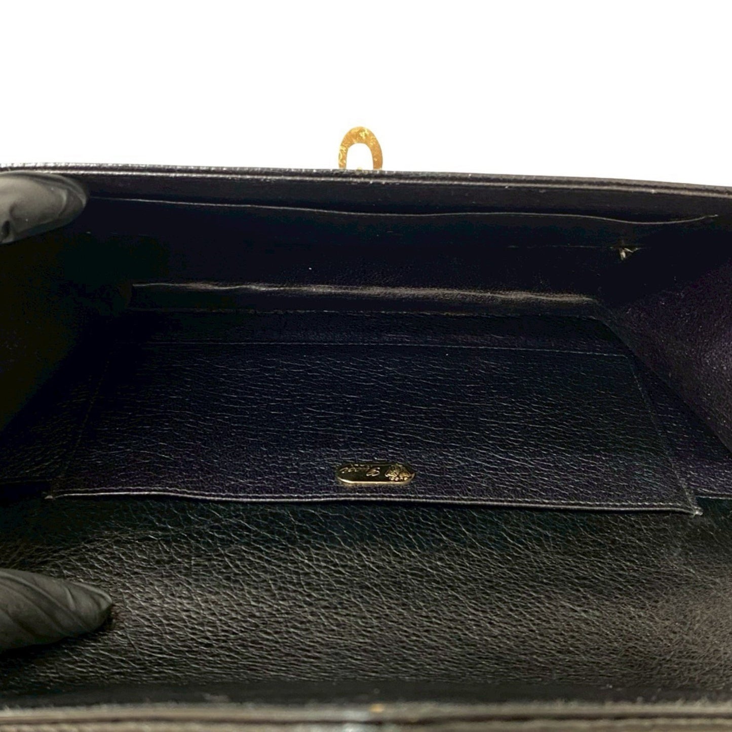Gucci Old Gucci Leather Genuine Chain Shoulder Bag Pochette Black 41510