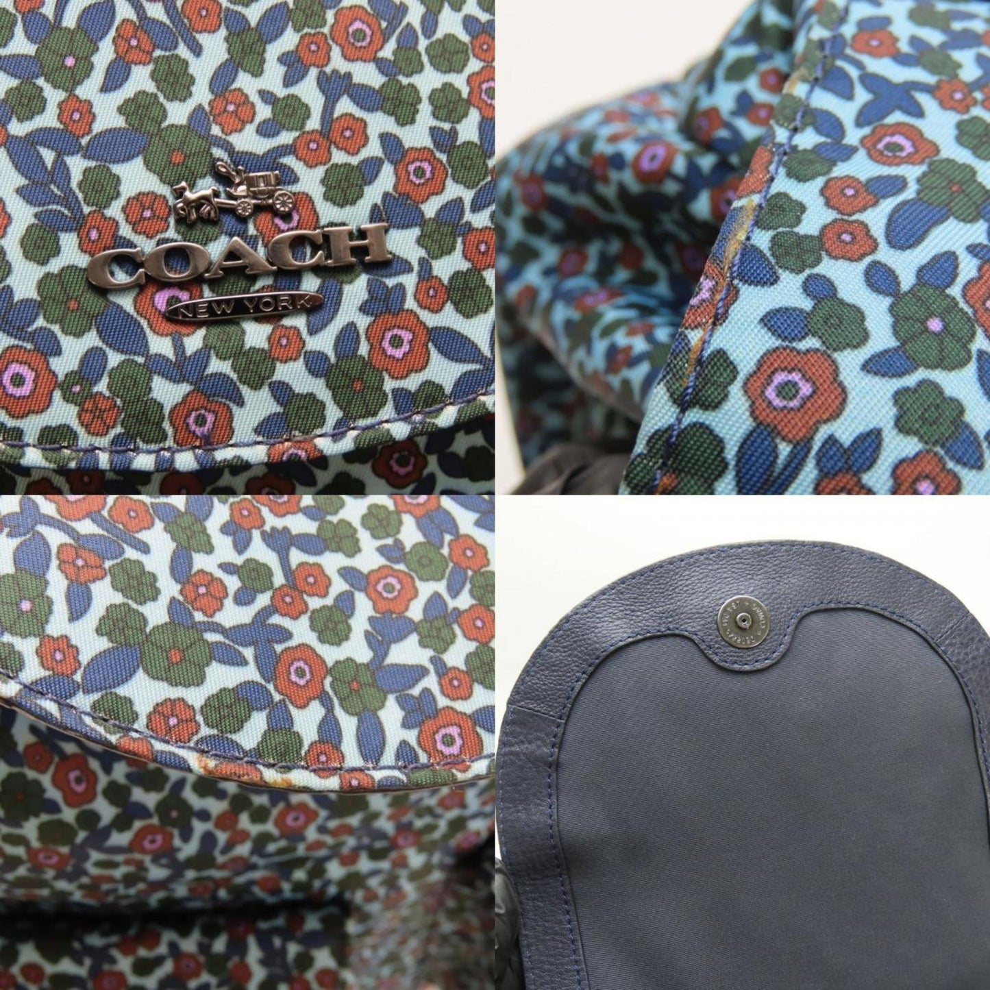 Coach Backpack/Daypack F59434 Nylon Leather Blue Navy Backpack