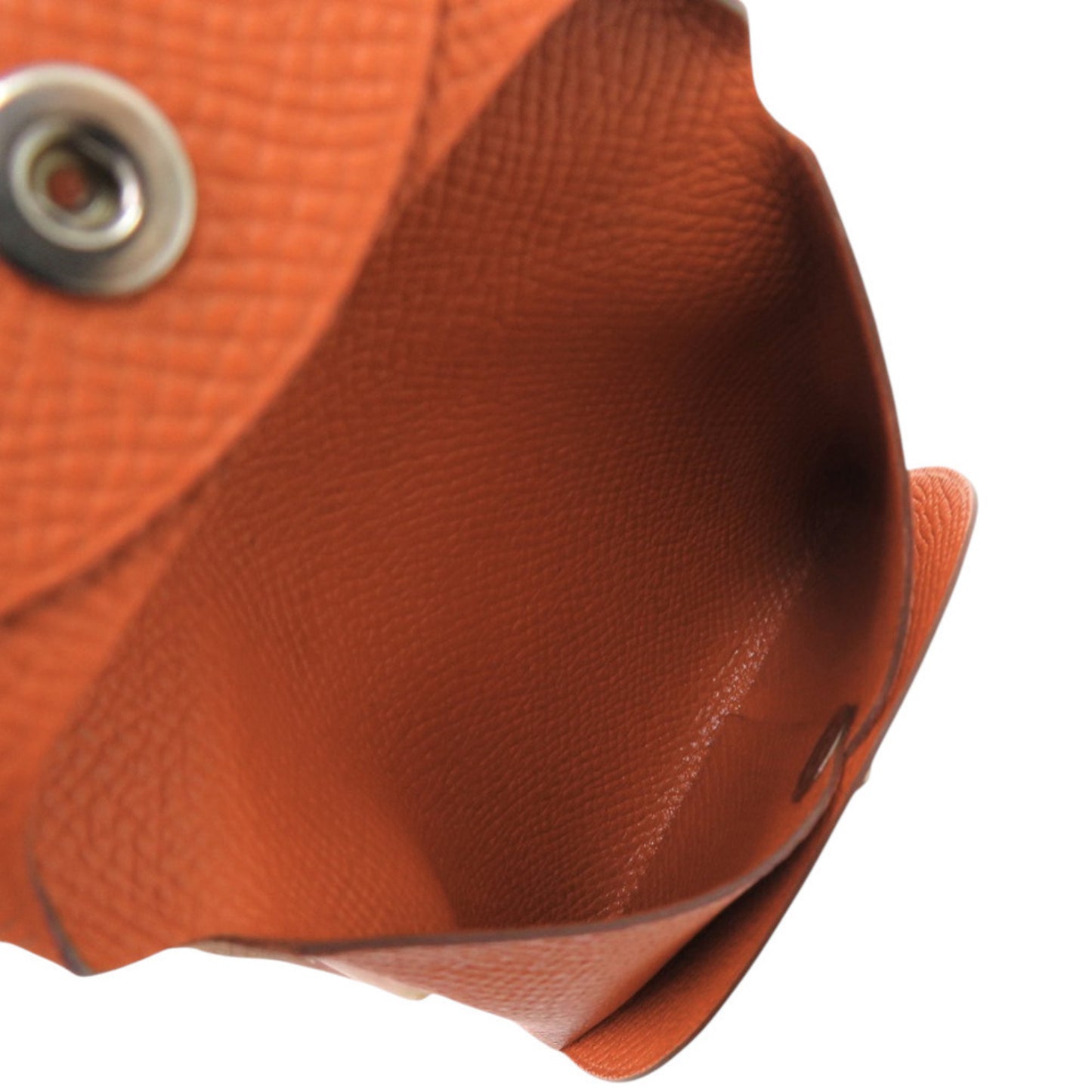 Herms Bastia Epsom Leather Coin Case Wallet In Orange
