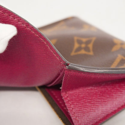 Louis Vuitton Monogram Porte Monnaie Wallet/Coin Case M41939 Brown Fuchsia