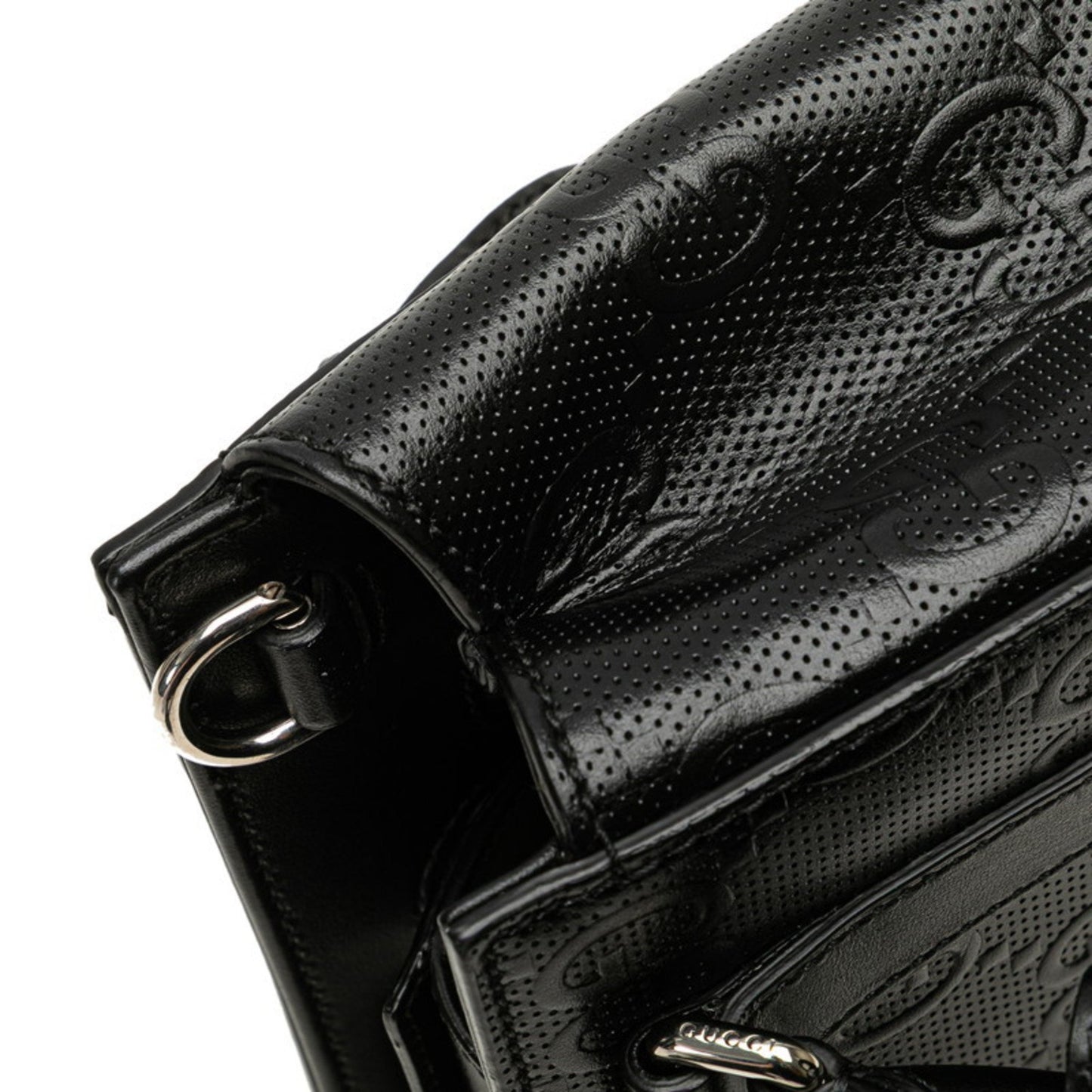 Gucci Gg Embossed Jumbo Handbag/Shoulder Bag 2Way 696010 Black Leather