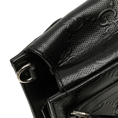 Gucci Gg Embossed Jumbo Handbag/Shoulder Bag 2Way 696010 Black Leather