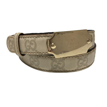 Gucci Gucci Shima Gg Pattern Top Leather Belt 146439 White
